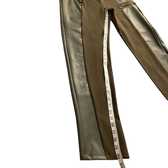 Forever 21 XL Olive Green Knit Pants w Faux Leather Insets - Picture 9 of 10